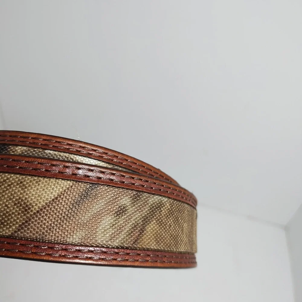 Men's Camo Brown Leather Belt  Size 38 Lined On Bonded Leather‎ Camouflage